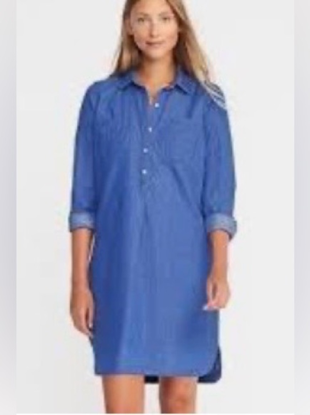 Old Navy Blue Denim Long-Sleeve Shirt Dress 100% Cotton